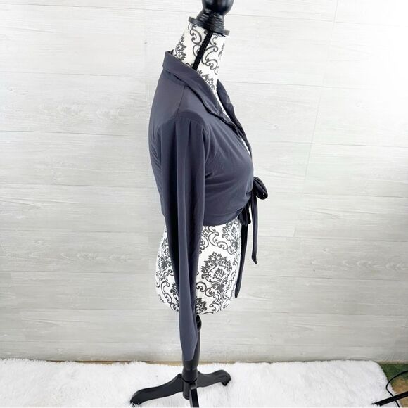 AYM Premium Tie Front Multiway Collared Long Sleeve Crop Top - Picture 5 of 9